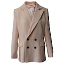 Roland Mouret Gilroy Double Breasted Jacket in Pastel Pink Wool