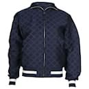 Chanel Quilted Bomber Jacket in Navy Blue Polyester