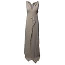 Roland Mouret Sleeveless V-Neck Long Dress in Beige Polyester