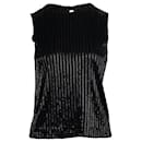 Diane Von Furstenberg Top sem manga com brilhantes em algodão preto