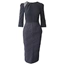 Roland Mouret Dress with Textured Skirt in Black Polyester