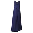 Roland Mouret Ärmelloses langes Kleid mit V-Ausschnitt aus marineblauem Polyester