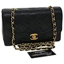 CHANEL Diana Matelasse Shoulder Bag Lamb Skin Black CC Auth 31443 - Chanel