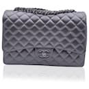 Grey Metallic Quilted Leather Maxi Timeless Classic Flap Bag - Chanel
