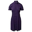 Theory Pleated Waist Dress in Purple Linen