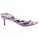 Versace Medusa Strappy Sandals in Pastel Purple Leather