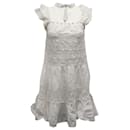 Ulla Johnson Mock Neck Ruffle Dress in White Cotton