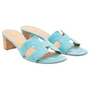 Turquoise Suede Oasis Sandal - Hermès