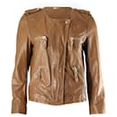 Isabel Marant Etoile Kady Motor Jacket in Brown Leather 