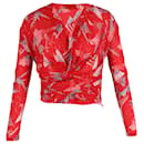 Iro Gabot Pleated Printed Top in Red Silk 