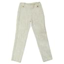CHANEL P TROUSERS17795 38 M IN WHITE COTTON TWEED WHITE COTTON TROUSERS PANTS - Chanel