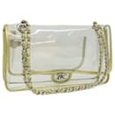 CHANEL Turn Lock Chain Shoulder Bag Vinyl Leather Clear Gold CC Auth 31781 - Chanel