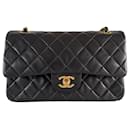 Chanel classic lined flap small lambskin gold hardware timeless black vintage