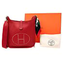 Hermes Red Clemence Leather Evelyne III PHW with Twilly - Hermès