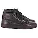Balenciaga Arena High-Top Sneakers in Black Lambskin Leather