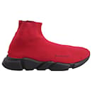 Balenciaga Speed Runner High Sneakers in Crimson Red Polyester