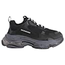 Balenciaga Clear Sole Triple S Sneakers in Black Recycled Polyester