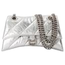 Crush Bag With Chain in Metallic Silver Leather - Balenciaga