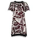 Marc Jacobs Tropical Print Shift Dress in Maroon Cotton