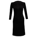 Giorgio Armani Quarter-Sleeve Midi Dress in Black Cotton Velvet