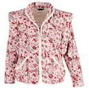Isabel Marant Anissaya Convertible Faux Leather-Trimmed Quilted Floral Jacket in Red Cotton