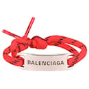 Bracelet Cordon Plaqué Gravé Logo Balenciaga en Polyester Rouge