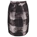 Max Mara Printed Pencil Skirt in Black and Grey Cotton 