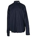 Balenciaga Long Sleeve Button Front Shirt in Dark Navy Blue Cotton 