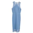 Diane Von Furstenberg Lace Sheath Dress in Sky Blue Polyester 