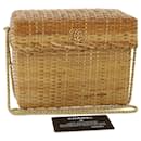 CHANEL Basket Chain Shoulder Bag Leather rattan Beige CC Auth 31932a - Chanel