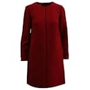Vestido recto de manga larga de Valentino en mezcla de lana roja
