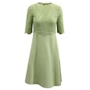 Valentino Lace Bodice Dress in Mint Wool