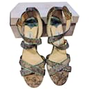Sandales élaphe métallisées en dentelle holographique Jimmy Choo