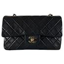 Chanel classic lined flap small lambskin gold hardware timeless black vintage