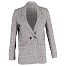 Anine Bing Double-Breasted Plaid Blazer in Grey Polyester