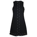 Saint Laurent Studded Sleeveless Mini Dress in Black Laine Wool