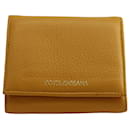 Dolce & Gabbana Tri-Fold Wallet in Mustard Yellow Grained Leather