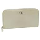 CHANEL Caviar Skin Long Wallet Leather Silver CC Auth am2797g - Chanel