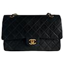 Chanel classic lined flap medium lambskin gold hardware timeless black vintage