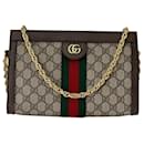 GUCCI GG Supreme Ophidia Small Monogram Web Brown Shoulder Clutch Bag Preowned - Gucci
