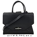 Givenchy Obsedia Medium Flap Black Pebbled Calfskin Satchel Hand Bag 2 ways Preowned