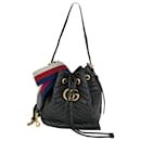 Gucci Handbag Sylvie Web GG Marmont Black Leather Matelasse Bucket Bag preowned