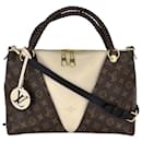Louis Vuitton Monogram Braided V Tote MM White Leather Shoulder Hand Bag Preowned