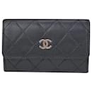 Chanel Wallet Classic Flap Quilted Black Lambskin Mini Wallet Card Holder pre owned