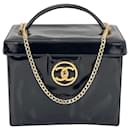 CHANEL Bag Timeless CC logo Vanity Pouch Patent Leather Makeup Travel Case Shoulder Bag Preowned - Chanel