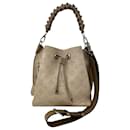 Louis Vuitton HandBag Muria Mahina Perforated Calfskin Leather Galet Gray Bucket Bag preowned