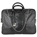 Gucci Briefcase GG Imprime Coated Canvas Black Monogram Business Bag Preowned