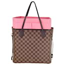 Louis Vuitton Neverfull MM Brown Damier Ebene Canvas Tote W/Pink Organizing Insert Pre-owned