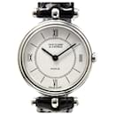 *VAN CLEEF & ARPELS - Classic Round White Dial SS/Leather Quartz Women's Watch - Van Cleef & Arpels