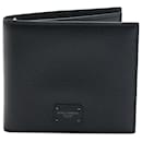 Dolce & Gabbana Bifold Wallet with Logo Plaque in Black Calfskin Leather